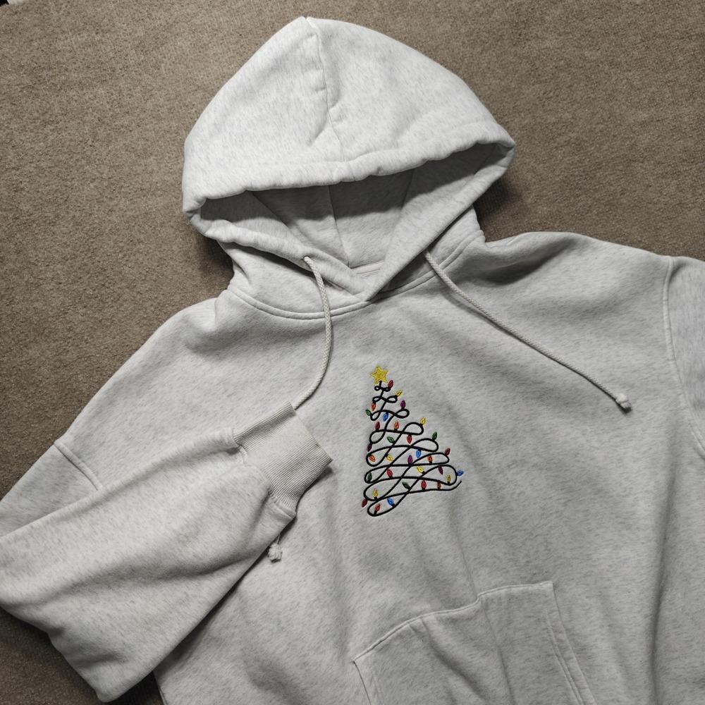 Sunkissed Coconut Hoodie‎ Christmas Tree Embroidery Oversized XL Women's Heavy